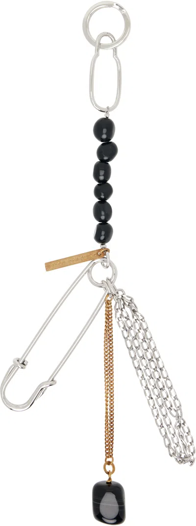 Dries Van Noten Silver & Gold Safety Pin Brooch In Multi