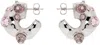 Dries Van Noten Silver & Pink Embellished Earrings In 305 Pink