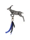 Dries Van Noten Silver Feather Brooch In Multi