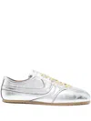 Dries Van Noten Crinkled Leather Low-top Sneakers In Silver
