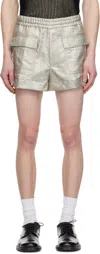 Dries Van Noten Silver Lamé Shorts In 952 Silver