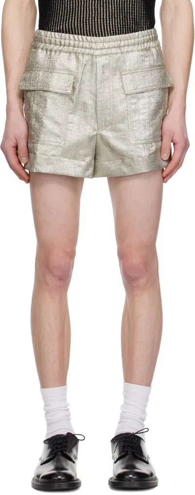 Dries Van Noten Silver Lamé Shorts In 952 Silver