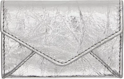 Dries Van Noten Silver Leather Envelope Card Holder In 952 Silver