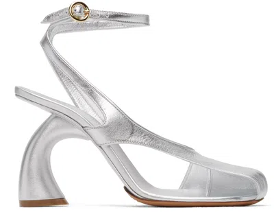 Dries Van Noten Silver Leather Heeled Sandals In 952 Silver