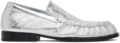 Dries Van Noten Silver Leather Loafers In 952 Silver