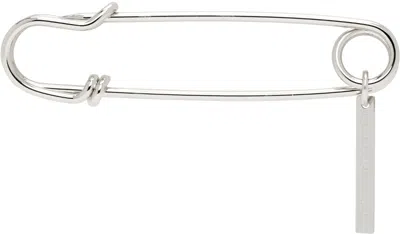 Dries Van Noten Silver Safety Pin Brooch In 961 Antic Silver