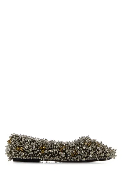 Dries Van Noten Silver Slip On Ballet Flats In Multi