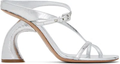 Dries Van Noten Silver Strappy Sculptural Heeled Sandals In 952 Silver