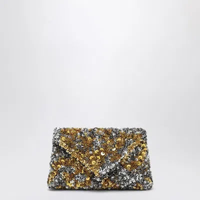 Dries Van Noten Embellished Satin Clutch In Silver