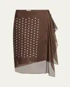 Dries Van Noten Sima Polka Dot Stretch Silk Wrap Skirt