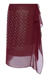 Dries Van Noten Women Midi Pareo Skirt In Burgundy
