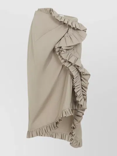 Dries Van Noten Sina Midi Skirt Asymmetric Ruffled Design In Gray