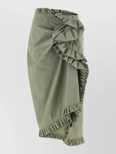 Dries Van Noten Sina Skirt Asymmetric Hem Midi Length In Green