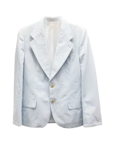 Dries Van Noten Single-breasted Blazer In Light Blue Cotton