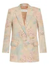 Dries Van Noten Basti Blazer With Embroidered Floral Pattern In Pink