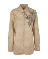 Dries Van Noten Single-breasted Long-sleeved Shirt In Nude