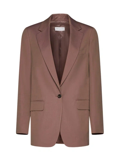 Dries Van Noten Single Breasted Tailored Blazer In Brown