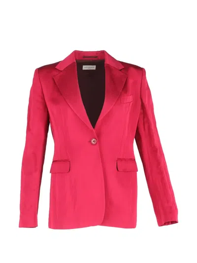 Pre-owned Dries Van Noten Single-breasted Wool Blazer In Red