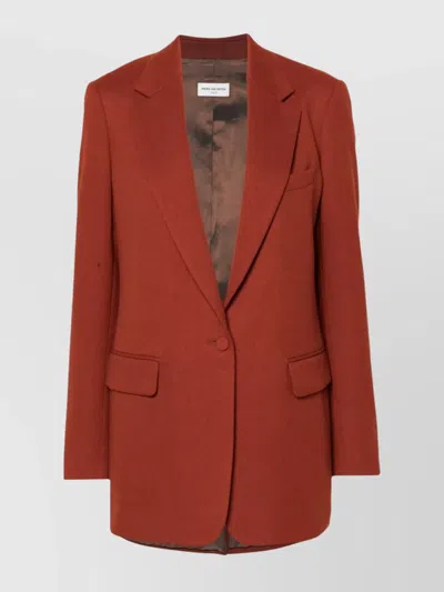 Dries Van Noten Single-breasted Wool Jacket With Structured Shoulder Pads In Red