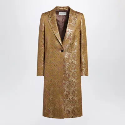 Dries Van Noten Single-breasted Coat With Gold Jacquard Pattern