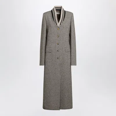Dries Van Noten Single-breasted Coat With Micro Pattern In Gray