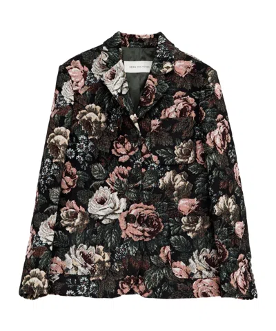 Dries Van Noten Single-breasted Floral Jacket In Black