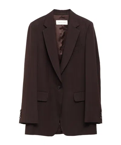 Dries Van Noten Single-breasted Striped Jacket In Brown