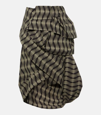 Dries Van Noten Sispy Printed Cotton Wrap Skirt In Black
