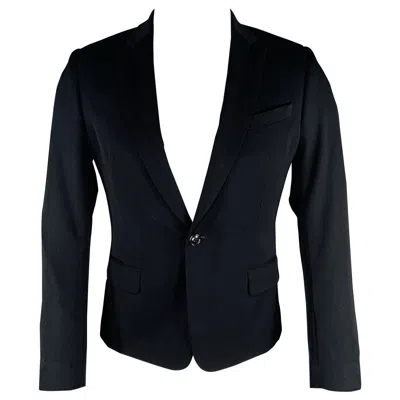Pre-owned Dries Van Noten Size 38 Black Wool Peak Lapel Sport Coat