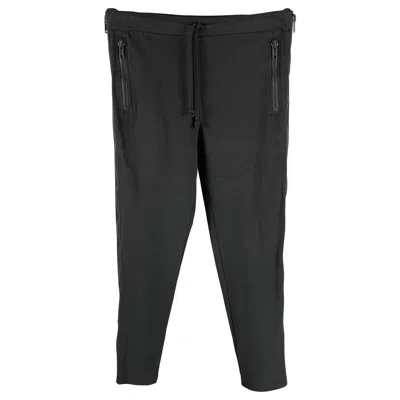 Pre-owned Dries Van Noten Size L Black & White Cotton / Polyester Sweatpants