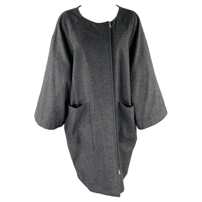 Pre-owned Dries Van Noten Size S Grey Wool Cashmere Collarless Zip Up Coat In Gray