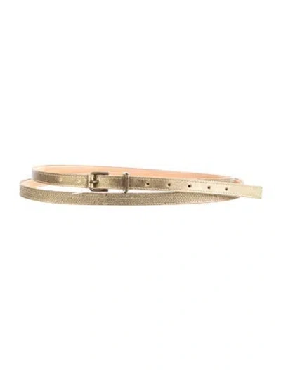 Pre-owned Dries Van Noten Skinny Leather Belt In Gold