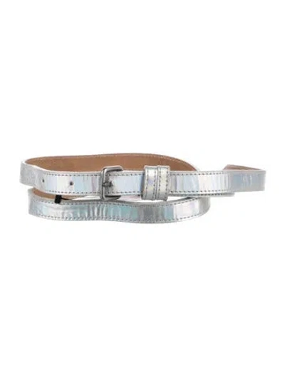 Pre-owned Dries Van Noten Skinny Leather Belt In Metallic/silver