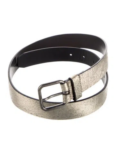Pre-owned Dries Van Noten Skinny Leather Waist Belt In Gold