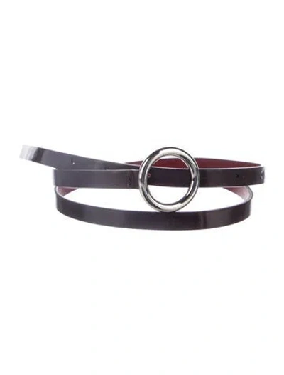 Pre-owned Dries Van Noten Skinny Patent Leather Belt In Burgundy