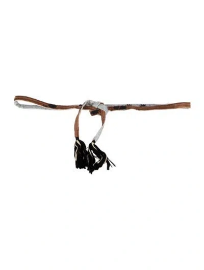 Pre-owned Dries Van Noten Skinny Tassel Accents Waist Belt In Brown