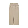 Dries Van Noten Belted Pleated Cotton Midi Skirt In Beige