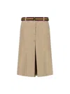 Dries Van Noten Sulia Belted A-line Cotton Skirt In Beige