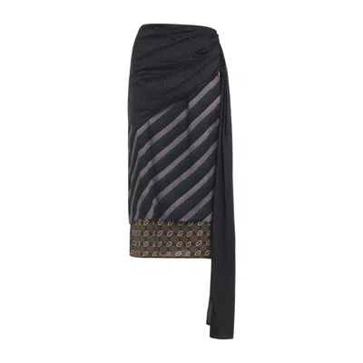 Dries Van Noten Asymmetric Layered Skirt Button Detail In Black