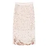 Dries Van Noten Viscose Midi Sokna Skirt Sheer Fabric Embellishments In White
