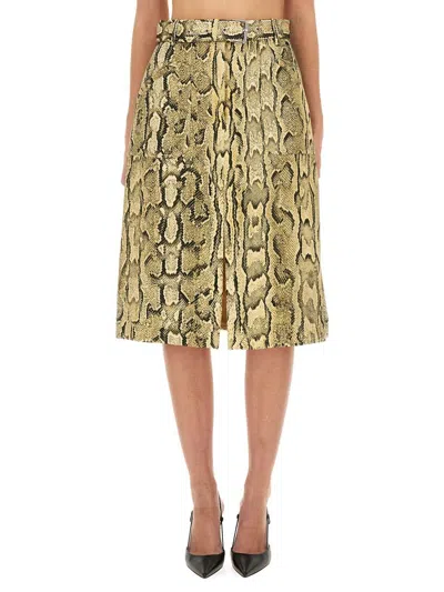 Dries Van Noten Dynamic Animal Pattern Skirt With Elegant Silhouette In Brown
