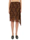 Dries Van Noten Floral Skirt With Studs Applied In Multicolour