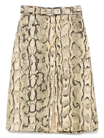 DRIES VAN NOTEN SKIRT WITH PYTHON PRINT