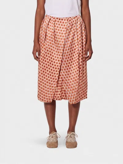 Dries Van Noten Polka Dot Print Silk Midi Skirt In Brown