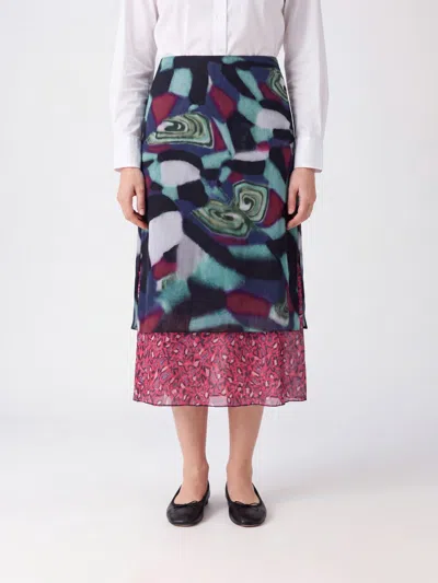 Dries Van Noten Skirt Woman Color Petroleum Blue In Multi