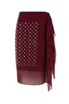 Dries Van Noten Bordeaux Wrap Skirt With Appliqués In Burgundy