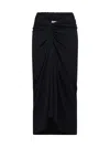 Dries Van Noten Knot Front Cotton Jersey Midi Skirt In Black