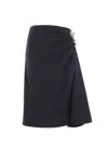 Dries Van Noten Navy Blue Draped Skirt With Brooch In Blue