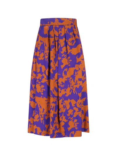Dries Van Noten Flowing Orange Skirt With Smooth Texture In Multi