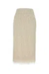 Dries Van Noten Fringe Textured Finish Skirt In Neutral